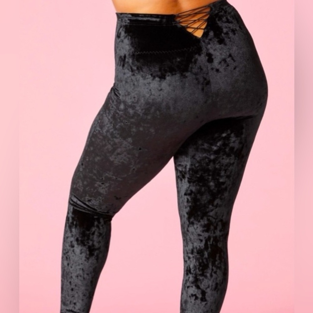 Yitty Black Velour Plusshy Shaping High Waist Legging NWT Size 3X